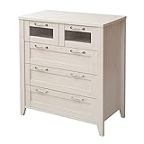 収納チェスト 洋服タンス 木目調シート 収納チェスト 80cm幅 カラー：ホワイト