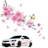 EXCEREY 桜の車ステッカー 防水 カートゥーン風 ロマンチック 傷隠し 小車・バイク・ラップトップ・ウィンドウ用 1枚入り 43*41cm