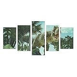 T - Rex恐竜パターン印刷5ピース壁アートペイントプリントキャンバスホーム装飾リビングルームキッチンの装飾( 12 x 20inch 2個、12 x 23inch 2個、12 x 31inch 1