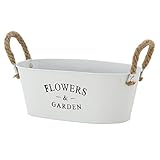 不二貿易 ガーデン フラワー  ブリキ バケツ オーバル Mサイズ ホワイト 24073