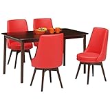 【組立設置費込】ダイニングセット 5点 ダイニングテーブル(ダークブラウン天板)&amp;チェア(レッド/赤)4点 木製 【ROYCE】ロイズ 【組立品】【代引不可】 生活用品 インテリア 雑貨 インテリア 家具 テーブル ダイニングテーブ
