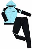 next.design UPF50+ 子供用 ラッシュガード 水着 スイムウェア 上下セット パーカー フロントファスナー 長袖 長ズボン (L（105-115cm）, ミントブルー)