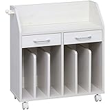 ランドセルラック ロータイプ ワゴン 本棚 引き出し キャスター付き 幅58.3×奥行29.4×高さ66.5cm 木目調 ホワイト FJ-008-IR