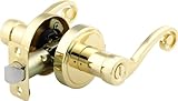 Brinks 2740-105 Scroll Style Lever Door Knob with Privacy Key for Bedroom and Bath, Polished Brass b