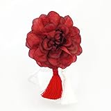 スウィートキス　ふさ飾り付　ダリア(赤　ふさ(白・赤))　ヘアクリツプ　　浴衣　七五三　成人式　卒業式　袴　かみかざり　l髪飾り　タッセル