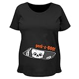 カスタマイズされたガールズスケルトンBaby Peek A Boo :マタニティコットンTシャツ US サイズ: XL カラー: ブラック