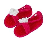 (ビグッド)Bigood ベビーサンダル ニット靴 赤ちゃん用 ソックス 新生児 ベビー用品 手作り キッズサンダル 室内用ベビーシューズ 立体ビーズレッド