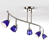 Cal Lighting SL-954-5-WH-AMS Track Lighting, Amber Glass & White