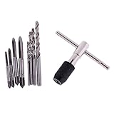 Perfk 高品質　HSS製　タップ　レンチ　ハンドル　チャック　ツイスト　ドリルビット　作業ツール　9本セット