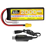 1PCS 2S Lipo 7.4V 2000mAh 35CバッテリバンドXT60プラグUSB充電ケーブル付き用のRC自動車トラック遠隔制御船RC四回転翼航空機FPVドローン