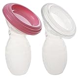 Lovoski 2個　お買い得　花びら型　人間工学　マッサージ　手動　さく乳器　搾乳器　乳ポンプ　ボトル　防塵カバー