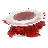 Homyl 2メートル/ロール　幅2.5cm　シルク　人工葉　トリム　リボン　DIY　飾り　手芸素材　全9色 - レッド