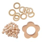 Lovoski ビーズ　　ティースリング　おしゃぶり　花形　つかみおもちゃ　形状認識　木製　手作り　工芸