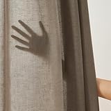 Topfinel レースカーテン リネン風 透けない 176cm丈 2枚組 麻色 カーテン レース 外から見えにくい 遮像 UVカット 半遮光 断熱 保温 省工ネ 通気 洗える フック付き