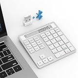 テンキー Bluetooth / 2.4Gワイヤレス 数字 キーボード テンキー 電卓超薄型 ポータブル ディスプレイ電卓付き ブルートゥース ナンバーパッド 34キー mac テン キー 片手デバイス Windows/iOS/Android 対応 財務会計テン キーデータ入力と電 卓計算 2 in 1 銀