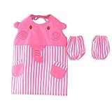 [象-6]コットンの子供のエプロンの料理ペインティングスモックキッズアーティストエプロン