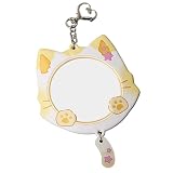 缶バッジケース かわいい 猫型 缶バッジカバー キーホルダー式 アクリル 透明 かんばっじ保護 収納 コレクション 可愛い 猫しっぽ 猫耳 58mm～65mm バッジ 対応（イエロー）