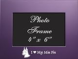4x6 Brushed Metal Picture Frame-I love my Min Pin-Purple by LXG, Inc.