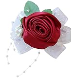 KESOTO リストフラワー　手首コサージュ　手の花　フラワー　造花　DIY　飾り　　６色選べ - ワインレッド