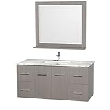 Wyndham Collection Centra 48 inch Single Bathroom Vanity in Grey Oak with White Carrera Top with Squ