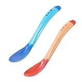 赤ちゃんの温度スプーン食品グレードのシリコーンソフトヘッド子供の食器の変色 (组合)