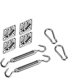 日よけシェード金具 8点セット シェードセイル ターンバックル 取り付接着金具 ステンレス製 固定キットオーニング パーツ 固定用 アクセサリー