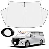 【ハンドル日よけカバー付き】Mozan トヨタ アルファード ヴェルファイア 30系 サンシェード フロントガラス用 ALPHARD VELLFIRE 30 2015年-2023年 車用サンシェード UVカット 日よけ 日差しカット 遮光 断熱 折り畳み式 ハンドルサンシェード 収納袋付き ハニカム設計 インテリア 取付簡単 暑さ対策 内装パーツ メーカー直営