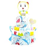 おむつケーキ ドラえもん 2段 ドラミ 出産祝い ベビーギフト フェイスタオル ゲストタオル ぬいぐるみ doraemon1_2
