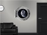 24" Port Scape Instant Space Window Pluto & Asteroid Belt 1 Wall Graphic Porthole Decal Sticker Mura