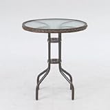 ガーデンテーブル テーブル スチール&強化ガラス丸天板直径600mm