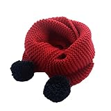 Goenn 編みマフラー キッズ子供用 女の子 男の子 秋冬防寒 大判 しもやけ 対策 厚手 誕生日 お祝い プレゼント 公園 お出かけ お散歩 (レッド)