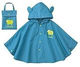 [ボアソルチ] キッズ レインコート ポンチョ 子供用 雨具 カッパ レインウェア レイングッズ (ブルー, M)