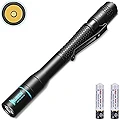 WUBEN(ウーベン) E19 ペンライト LED 小型 懐中電灯 200ルーメン かいちゅうでんとう 高輝度 高演色性 CRI>90 日亜219C フラッシュライト 単四電池2本 4段階調光 IP68完全防水 アウトドア用懐中電灯 緊急時 停電時 キャンプ 散歩 巡視 診察 点検 ビデオカメラ撮影 写真を撮る 補光 防災 作業用 耐衝撃 （黒色）