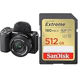 SONY(ソニー) Vlog用カメラ APS-C ミラーレス一眼カメラ ZV-E10M2 パワーズームレンズキット ウィンドスクリーン付属 ブラック ZV-E10M2K BQ + SanDisk SDカード 512GB SDXC Class10 UHS-I U3 V30 SanDisk Extreme SDSDXVV-512G-GHJIN 簡易デザインパッケージ