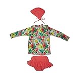 Baby Girls three-pieces Sun保護花柄水着キャップ付き カラー: ピンク