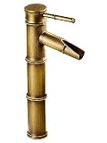 選べる各種 洗面用 竹型 アンティーク 混合水栓 蛇口 シングルレバー 22cm 31cm レトロ 手洗いボウル用 洗面台 水道 取り付けホース かわいい壁掛けハンドタオルセット (Aタイプ（31cm