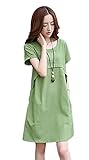 【SEBLES】マタニティ 妊婦 服 ワンピース ドレス 無地 半袖 Aライン スカート ひざ上 シンプル 大人可愛い コットンリネン 涼しい 夏(タイプA,XL)