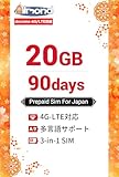【Almond sim】日本 プリペイド SIMカード 90日間20GB 高速データ通信 純正IIJdocomoキャリア使用 日本国内用 24時間サポート sim card Prepaid SIM プリペイド データ専用 4G LTE対応 (90日間20GB)
