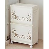 【Disney】ディズニー　ランドリーバスケットワゴン　ミッキーマウス　アイボリー　２段