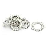 uxcell ロックワッシャー 18mm内径 炭素鋼 亜鉛メッキ 外部鋸歯状 10個入り