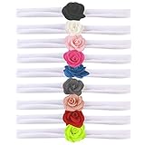 Domybest可愛いベビー キッズヘアバンド　 リボン カチューシャ　髪飾り ヘアアクセサリー 女の子 バラの花 9色セット 弾力性 新生児 赤ちゃん 出産祝い 内祝い お宮参り 誕生日 100日記