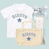 出産祝い 名前入り ギフトセット / Tシャツ & トートバッグ [GP121] 80cm [Tee]ホワイト×ブルーロゴ 出産祝い 誕生日 プレゼント おしゃれな 名入れ ギフト