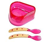 Baby Dipper Feeding Set, Pink - New Larger 6-ounce Non-slip Bowl, Easy One-handed Use with Babies or
