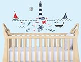 Mini Red, Navy and Gray Nautical Decal for Nursery by Nursery Decals and More