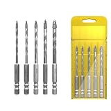 VitalBloom「超硬4刃偏心ドリル プロ仕様5本組 3mm 3mm 4mm 5mm 6mm」 硬質合金 陶器・ガラス・タイル用ドリルビット DIY・建築現場向き
