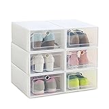 シューズボックス シューズケース シューズラック 靴 収納 スリム 透明 靴棚 開閉扉 積み重ね 靴収納 下駄箱 押入 クロゼット 玄関 収納ボックス クリアケース 折りたたみクリシューズケース 6個セット (ホワイト)