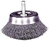 Weiler Stem-Mounted Wire Cup Brush, Round Shank, Steel, Crimped Wire, 2-3/4" Diameter, 0.0118" Wire 