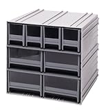 Quantum Interlocking Gray Storage Cabinet with 8 Gray Drawers, 11.38-Inch by 11-3/4-Inch by 11-Inch 