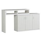 arne テレビ台 パソコンデスク 完成品 伸縮 コーナー ハイタイプ キャビネット T+D 90S扉 ホワイトウッド