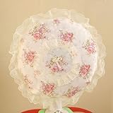 【ノーブランド品】 エレガント フラワー × レース フリル付き 扇風機カバー 2枚セット (ホワイト)